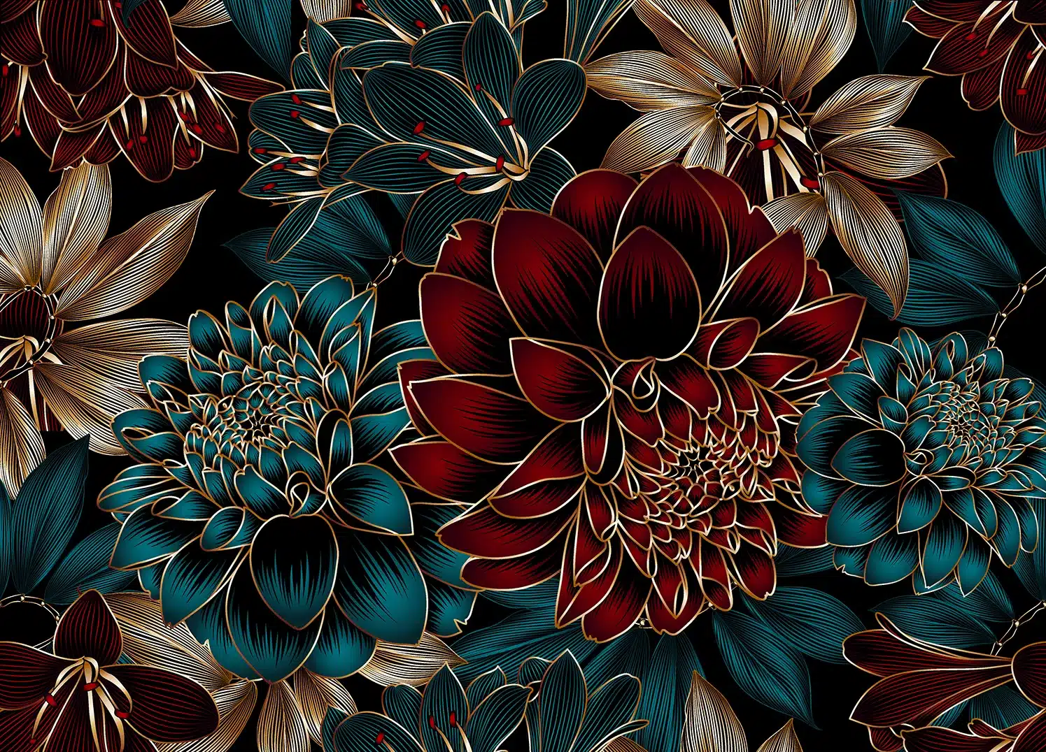 Wall Mural Elegant Dahlia, Made to Measure, FT5P 352015