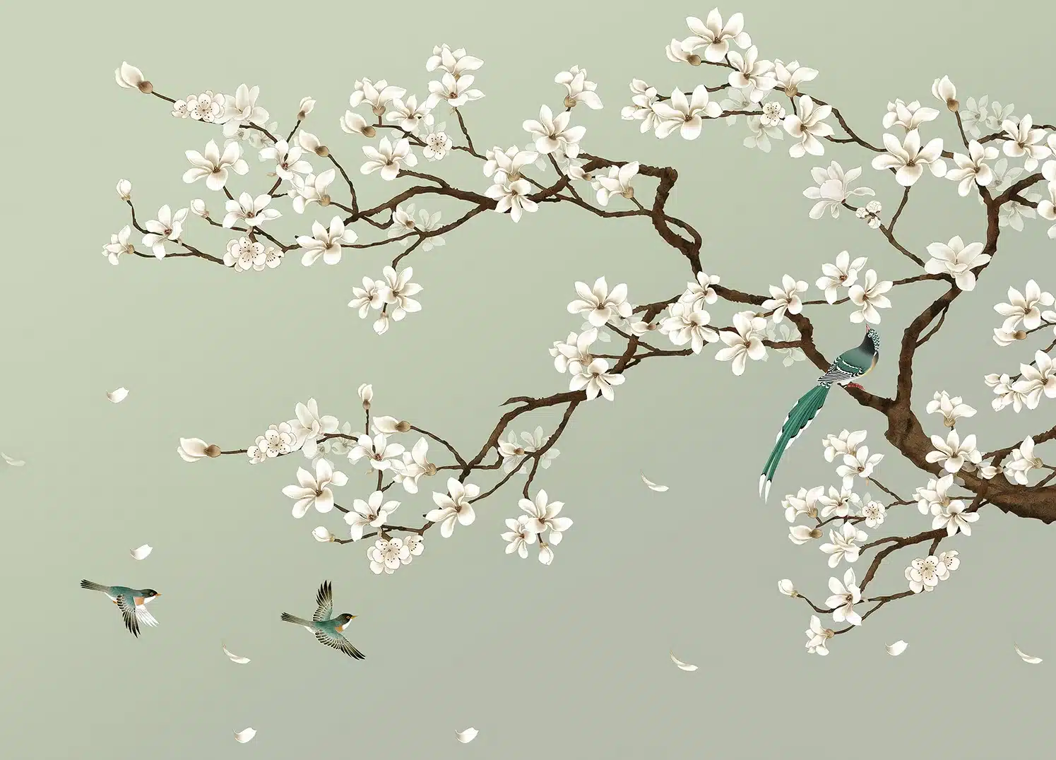 Wall Mural Green Chinoiseri, Made to Measure, FT5P 352027