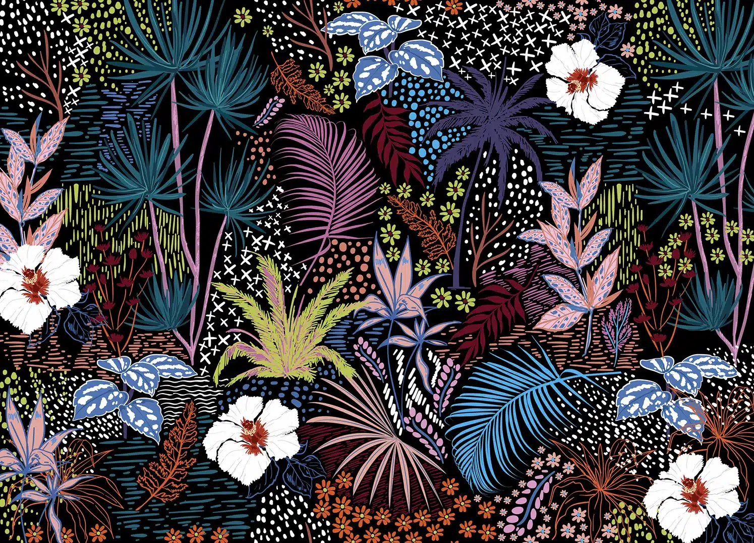 Wall Mural Tropical Sketch, Made to Measure, FT5P 352035