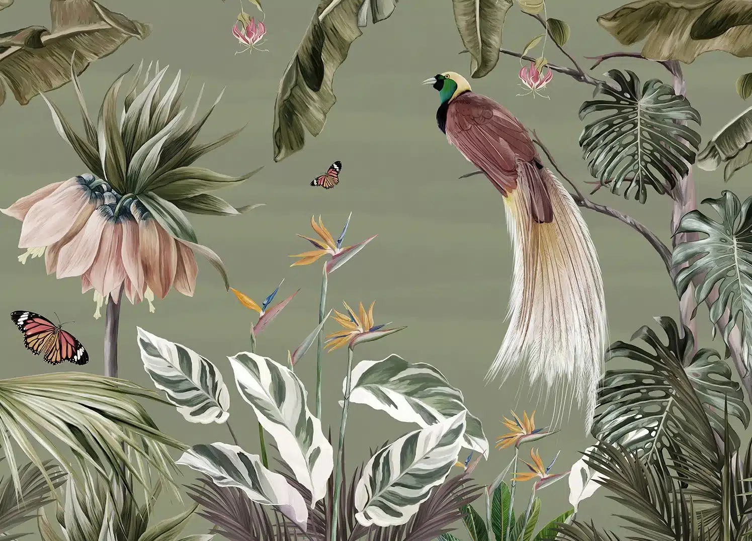Wall Mural Peacock in the Jungle, Made to Measure, FT5P 352171