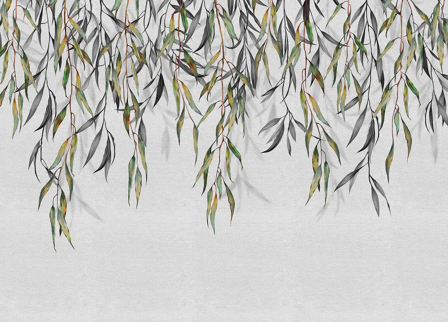 Wall Mural Hanging Grey Watercolor Leaves, Made to Measure, FT5P 352227