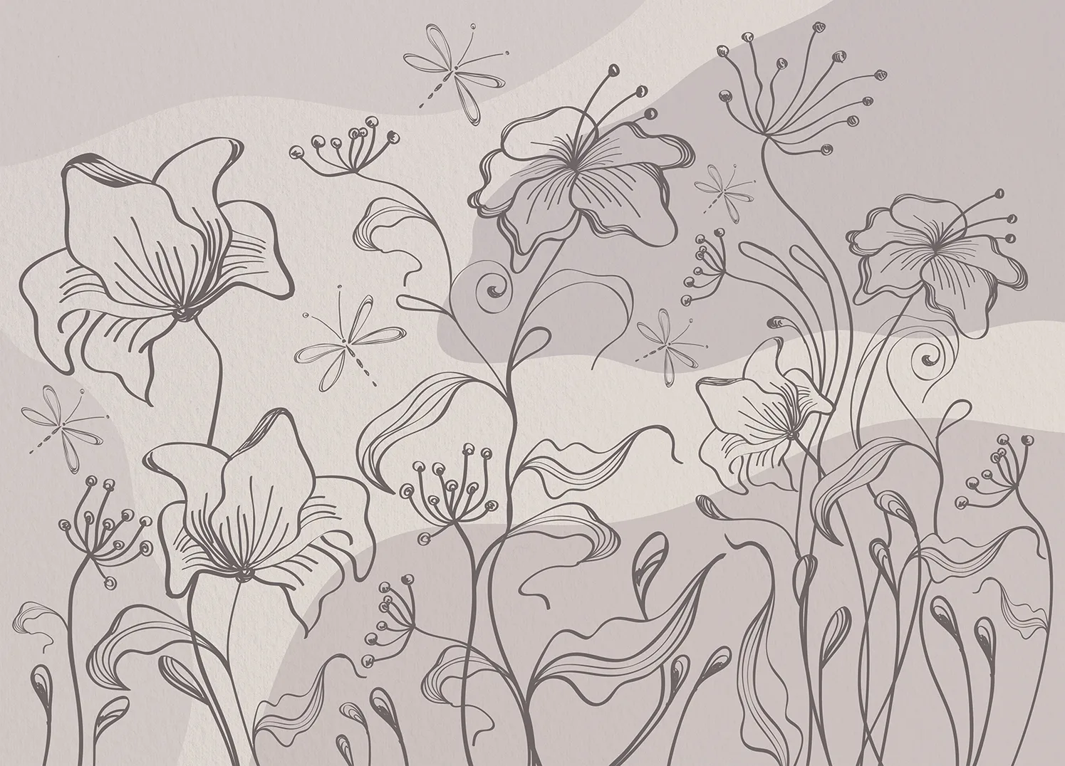 Wall Mural Abstract Dim Botanical Flow, Made to Measure, FT5P 352273