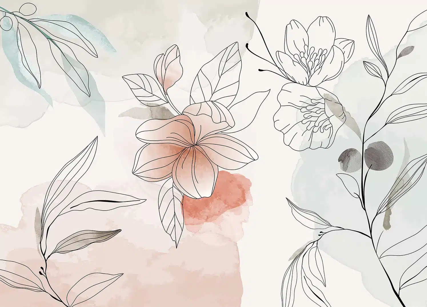 Wall Mural Aquarelle Petals, Made to Measure, FT5P 352279