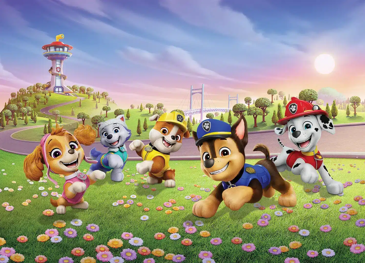 Paw Patrol Pups on the Flower Field | Made-to-Measure Kids Wallpaper | Artlook | FTD5P 352283