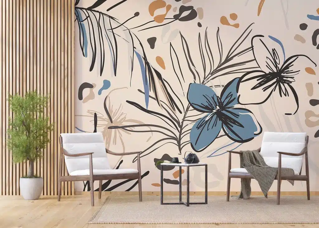 Wall Mural Graphical Florals, Made to Measure, FT5P 3045 2