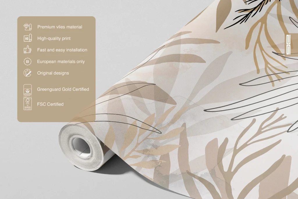 Wall Mural Beige Foliage, Made to Measure, FT5P 3085 8