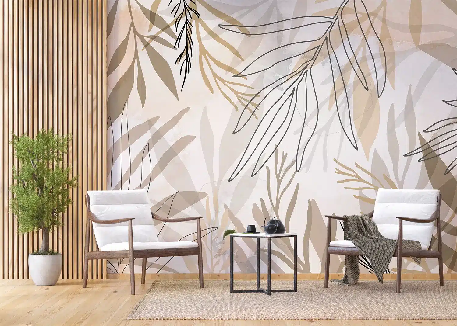 Beige Foliage | Made-to-Measure Wallpaper | Artlook | FT5P 3085 4