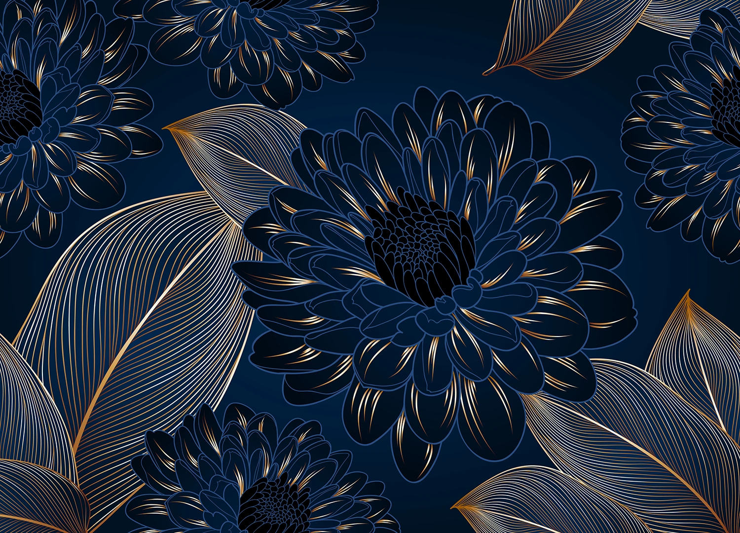 Wall Mural Chrysanthemums Leaves, Made to Measure, FT5P 352003