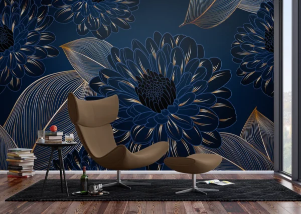 Wall Mural Chrysanthemums Leaves, Made to Measure, FT5P 352003
