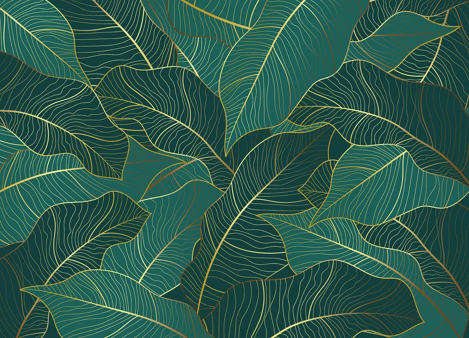 Wall Mural Emerald Leaves, Made to Measure, FT5P 352005