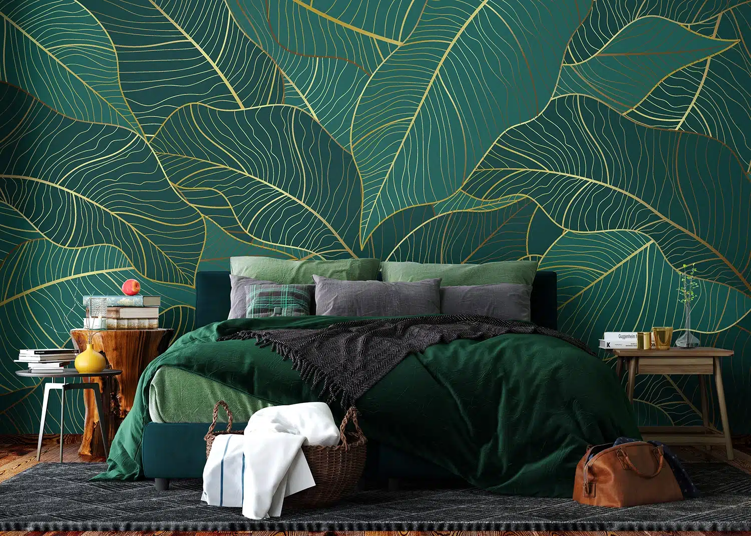 Wall Mural Emerald Leaves, Made to Measure, FT5P 352005 2