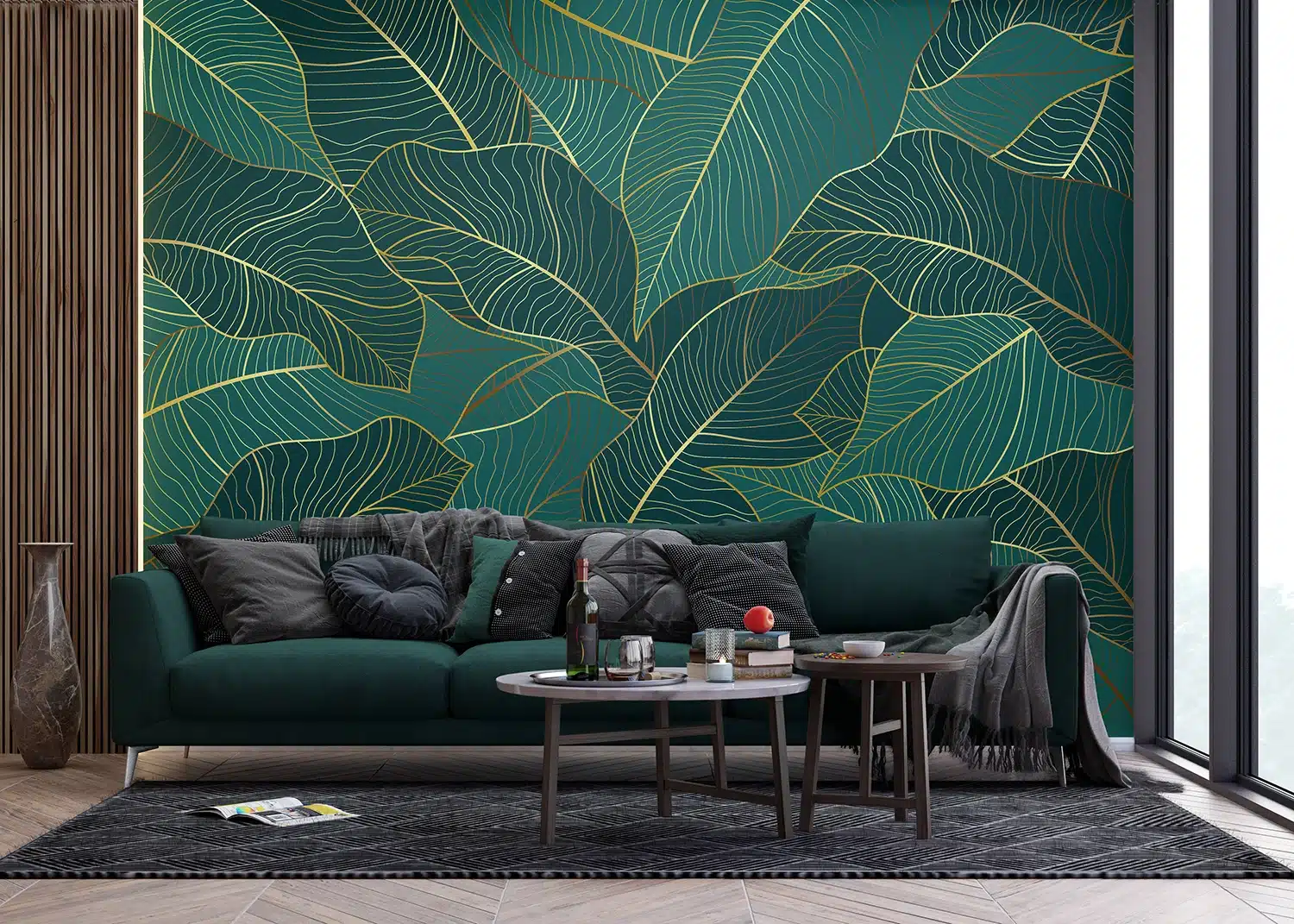 Wall Mural Emerald Leaves, Made to Measure, FT5P 352005 3