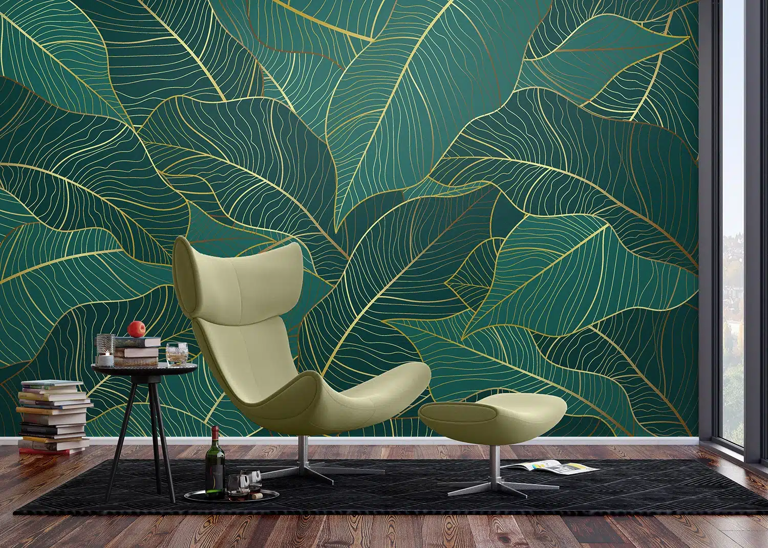 Wall Mural Emerald Leaves, Made to Measure, FT5P 352005