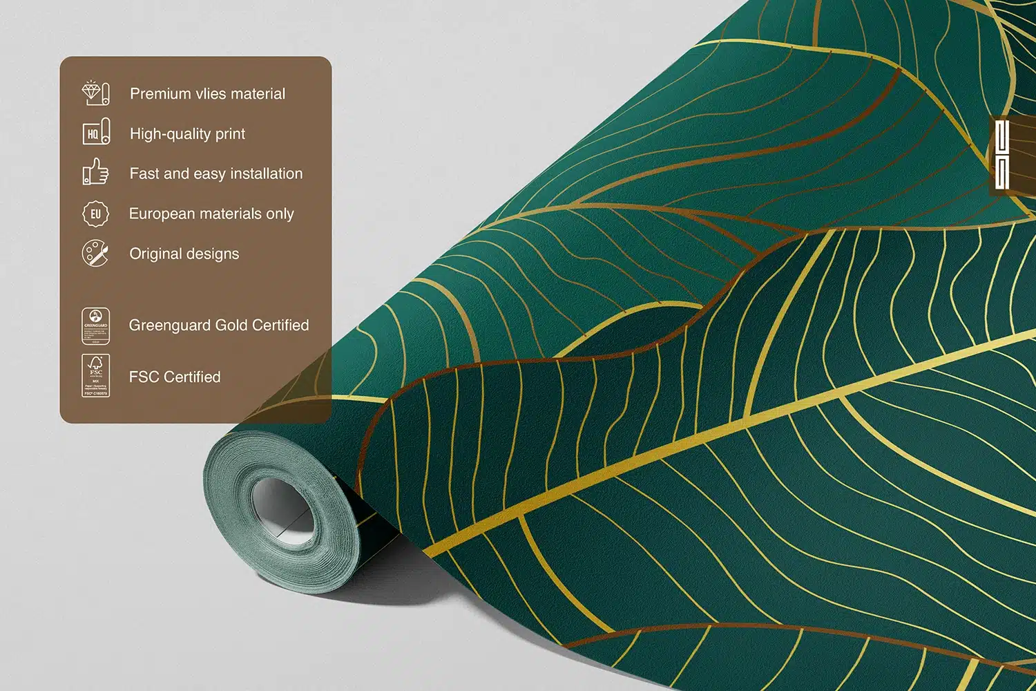 Wall Mural Emerald Leaves, Made to Measure, FT5P 352005 5