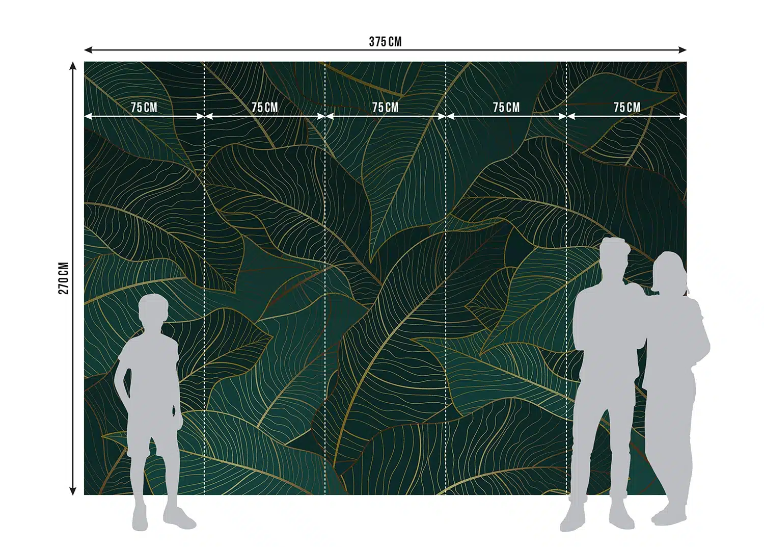 Wall Mural Emerald Leaves, Made to Measure, FT5P 352005 6