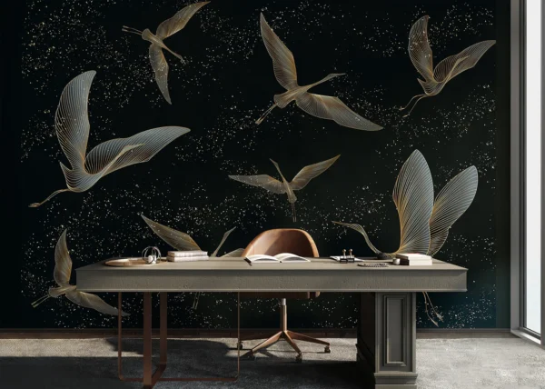 Golden Cranes | Made-to-Measure Wallpaper | Artlook | FT5P 352011