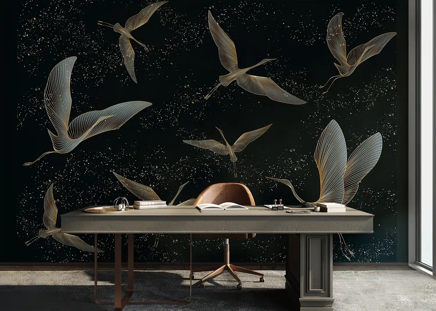 Golden Cranes | Made-to-Measure Wallpaper | Artlook | FT5P 352011