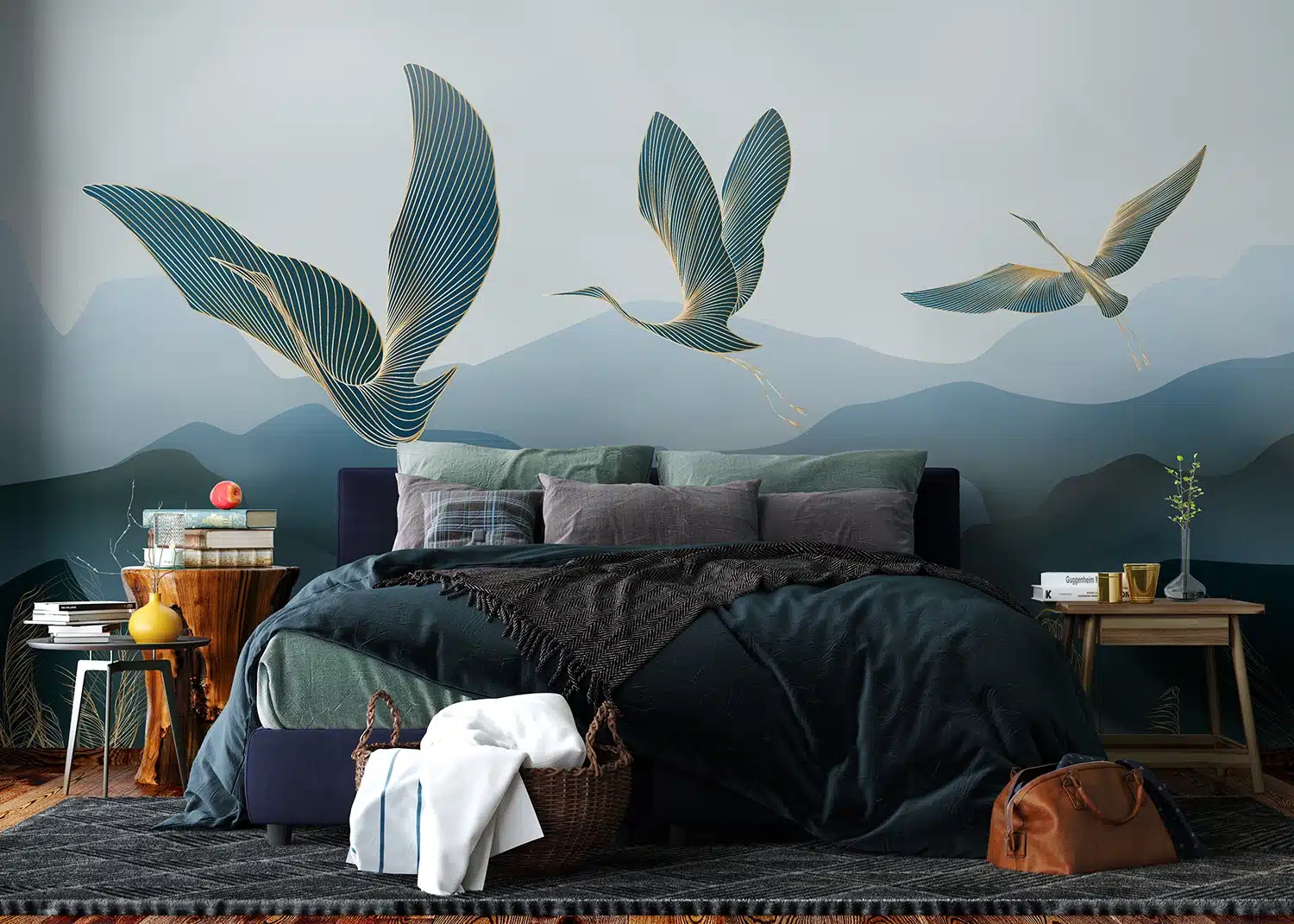 Wall Mural Cranes in the Fog, Made to Measure, FT5P 352017