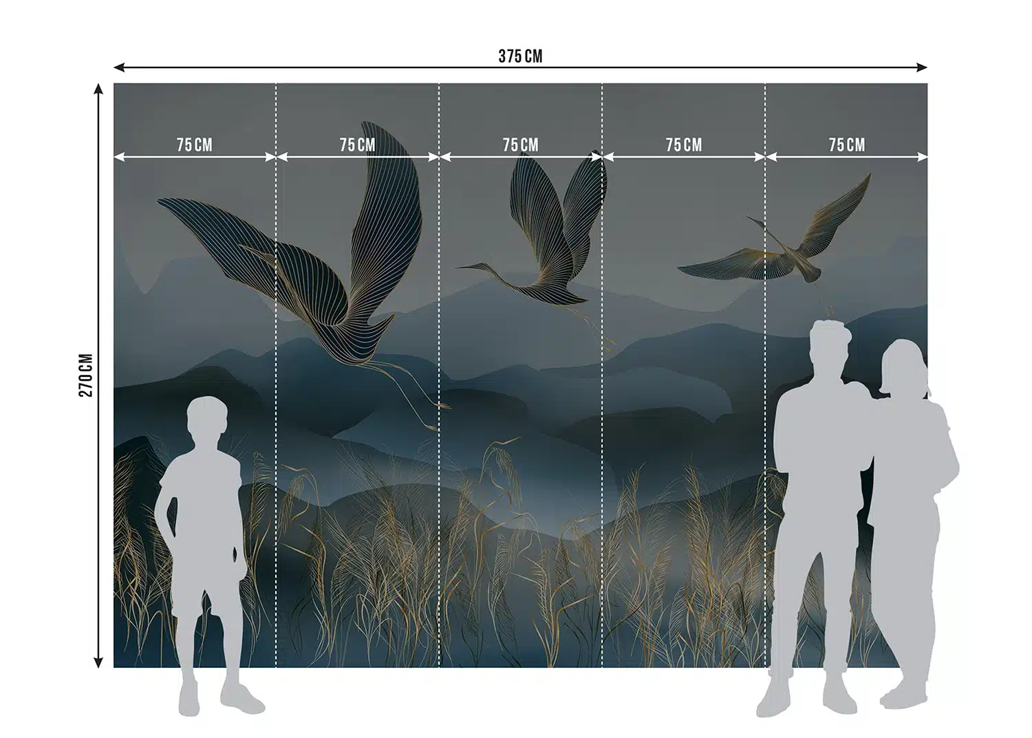 Wall Mural Cranes in the Fog, Made to Measure, FT5P 352017 6