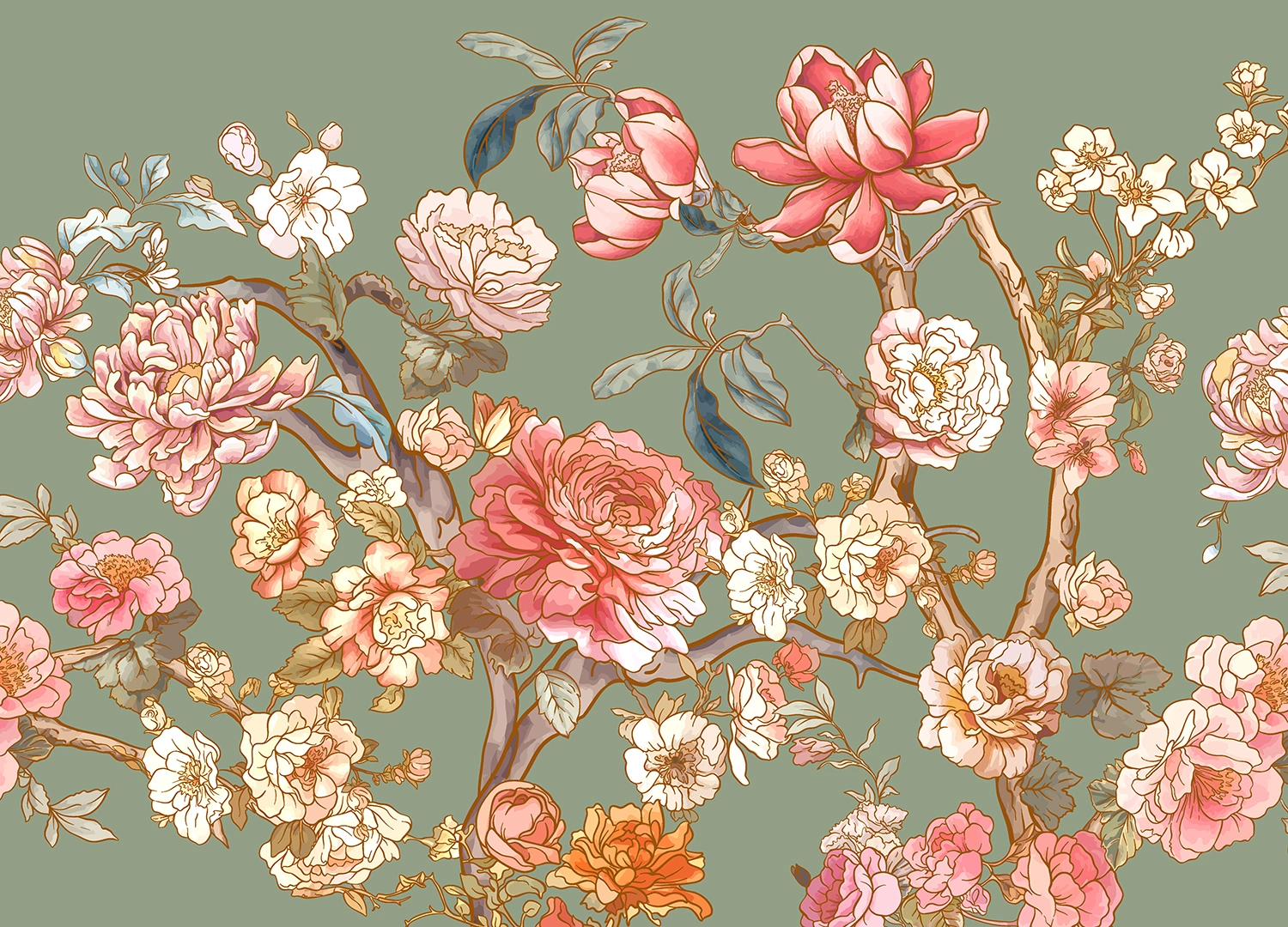 Wall Mural Blossom Trees, Made to Measure, FT5P 352021