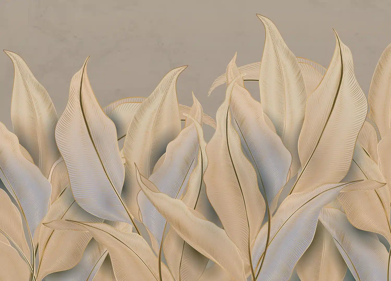 Wall Mural Beige-Golden Palms, Made to Measure, FT5P 352061