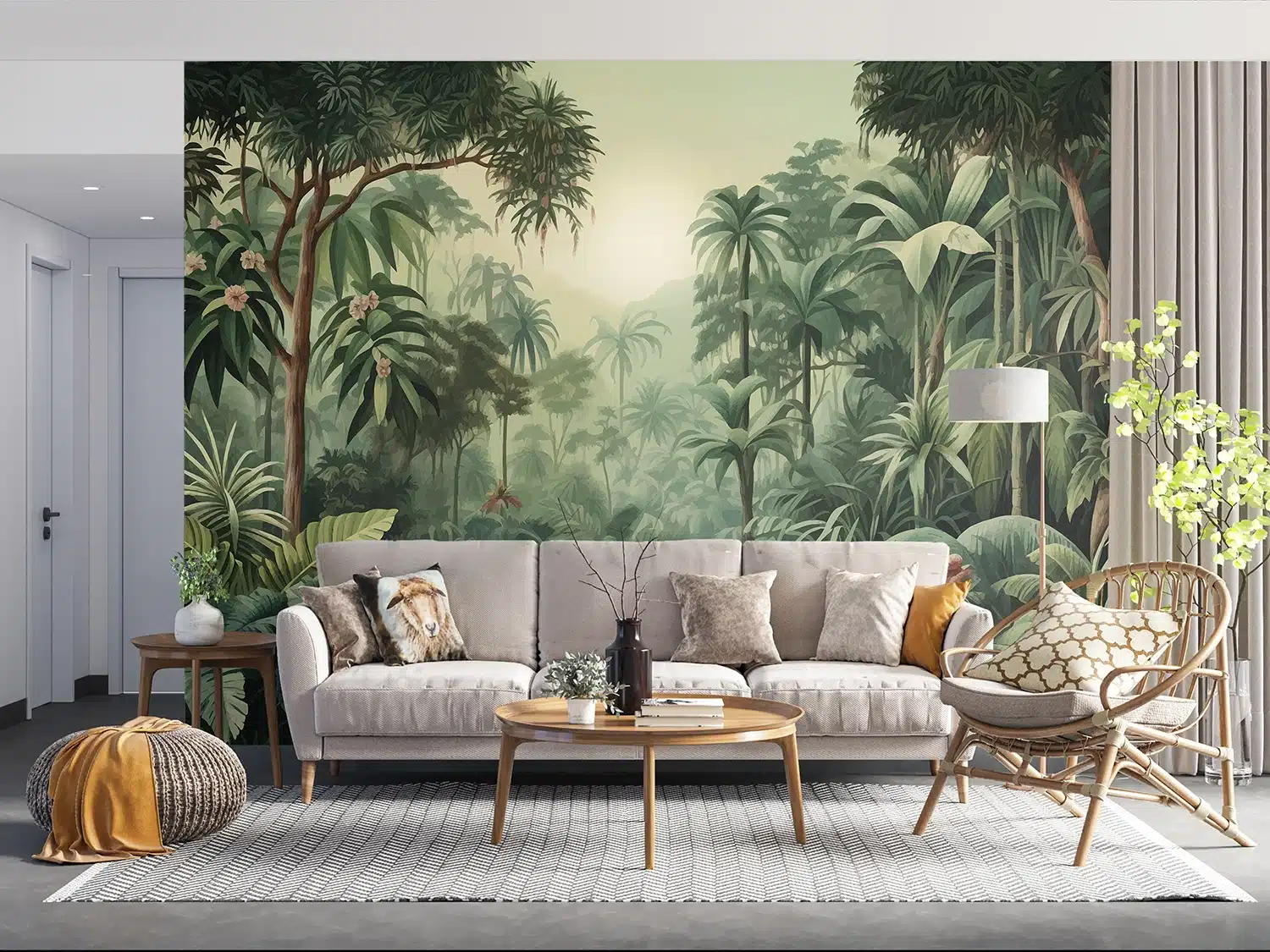 Wall Mural Watercolor Jungle, Made to Measure, FT5P 352081