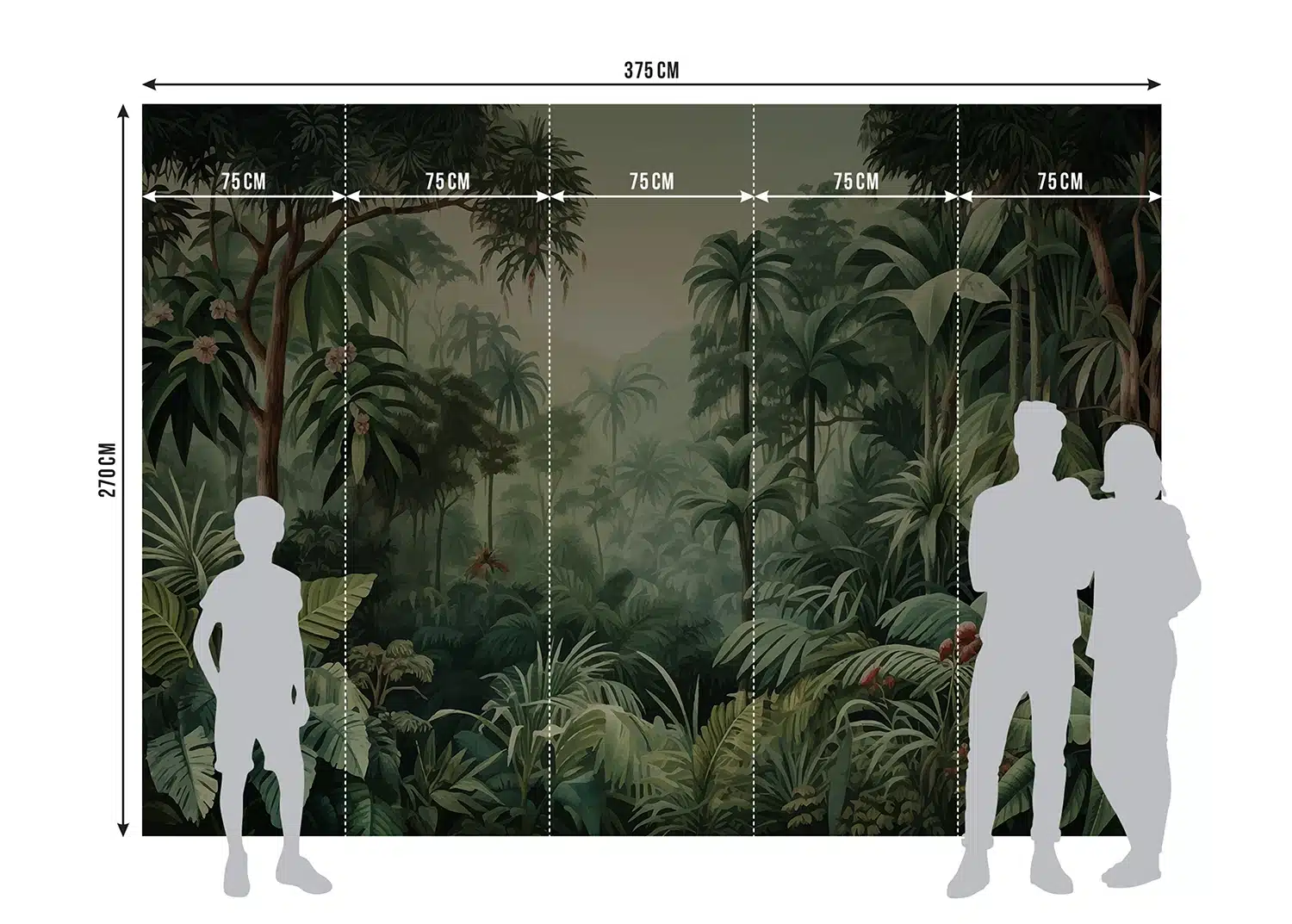 Wall Mural Watercolor Jungle, Made to Measure, FT5P 352081 7
