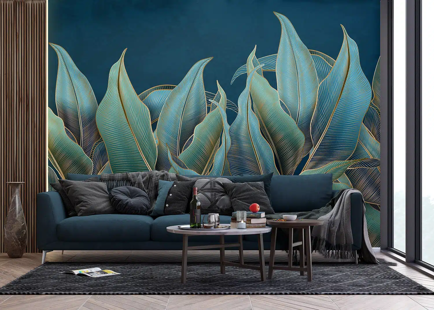 Wall Mural Golden Palms, Made to Measure, FT5P 352089 3