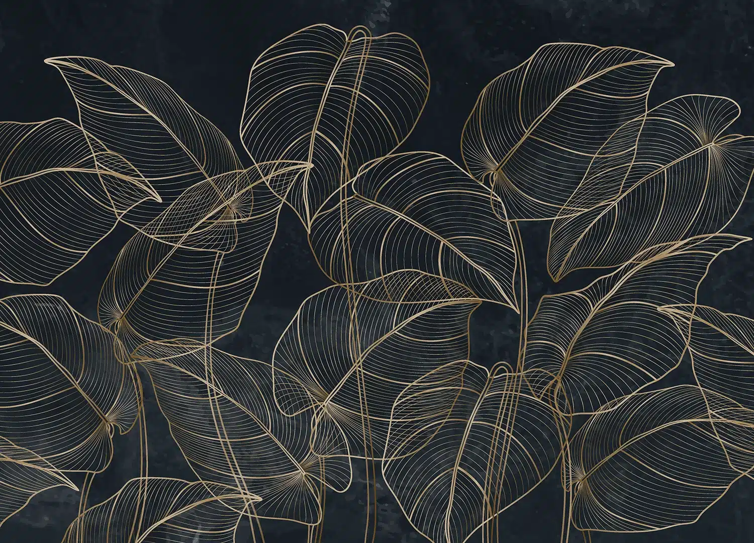 Wall Mural Golden Botanical Lines, Made to Measure, FT5P 352095