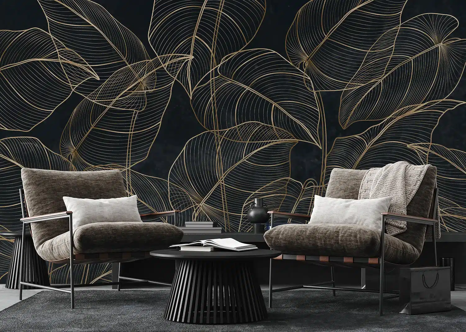 Golden Botanical Lines | Made-to-Measure Wallpaper | Artlook | FT5P 352095