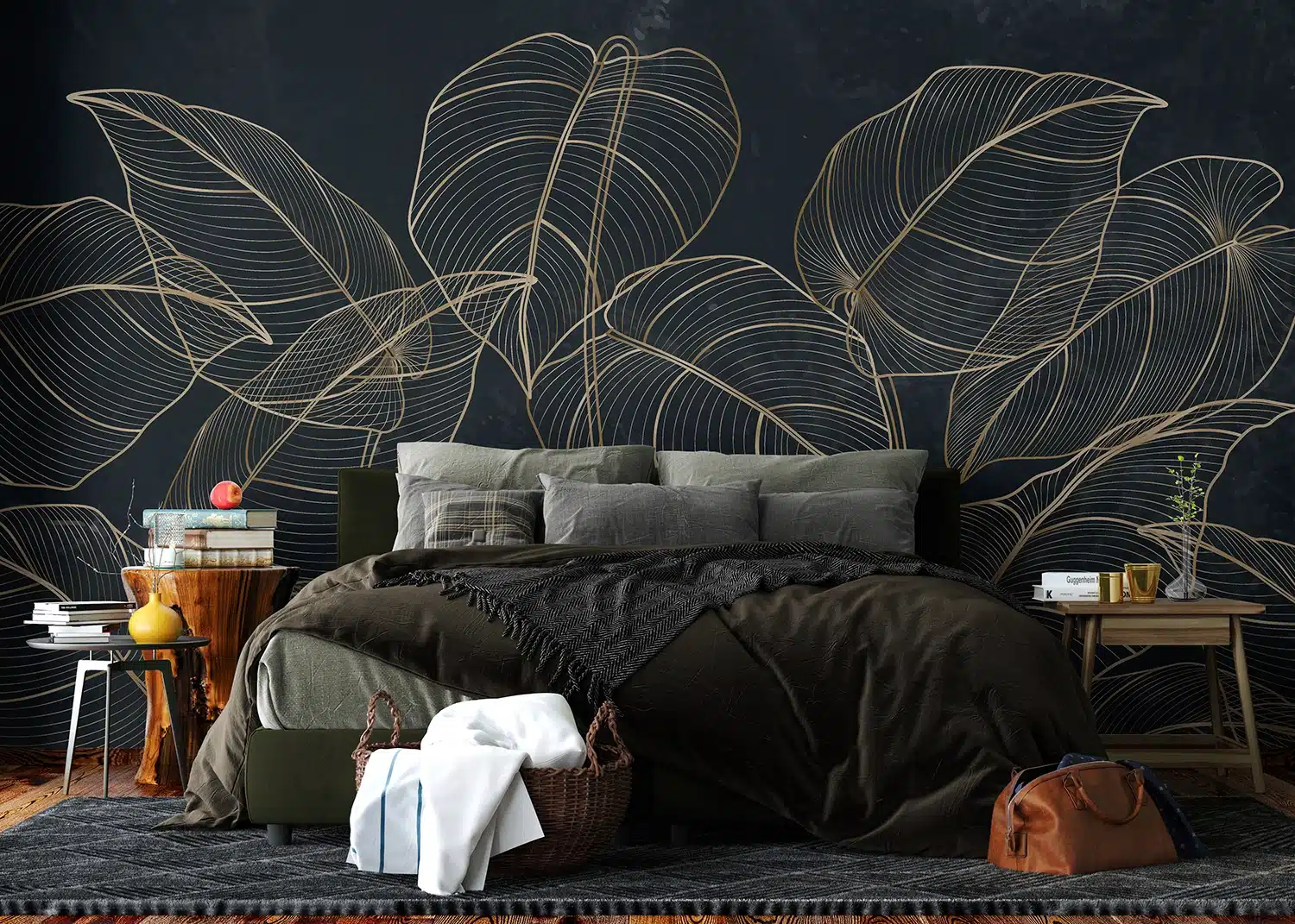 Wall Mural Golden Botanical Lines, Made to Measure, FT5P 352095 2