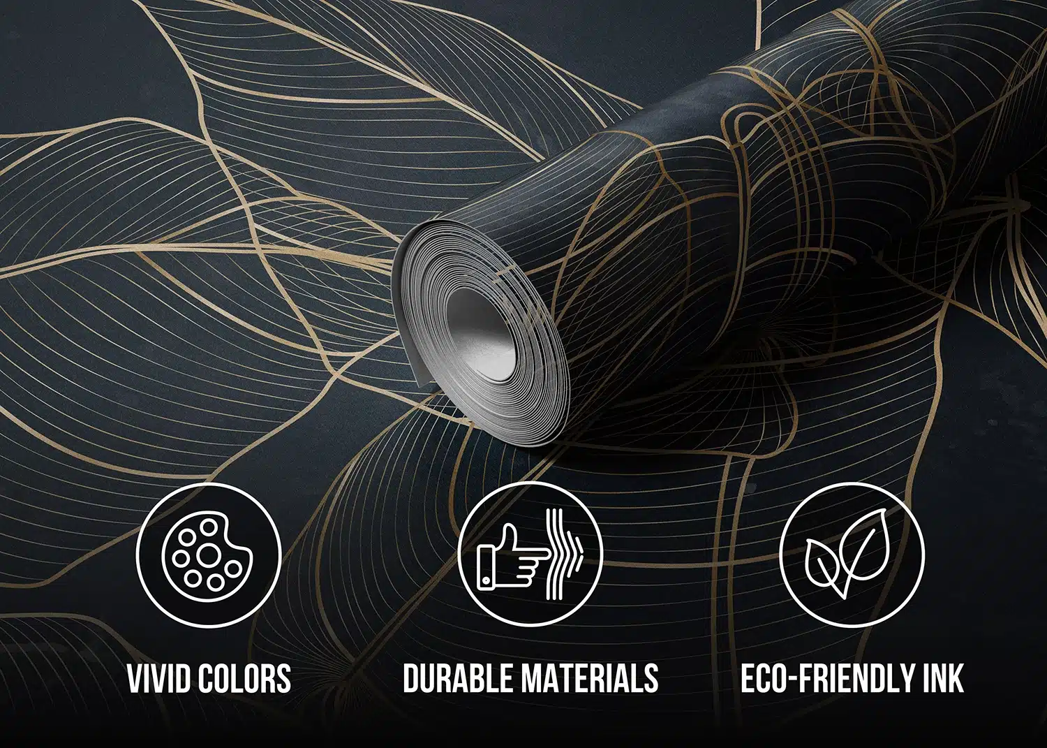 Wall Mural Golden Botanical Lines, Made to Measure, FT5P 352095 4