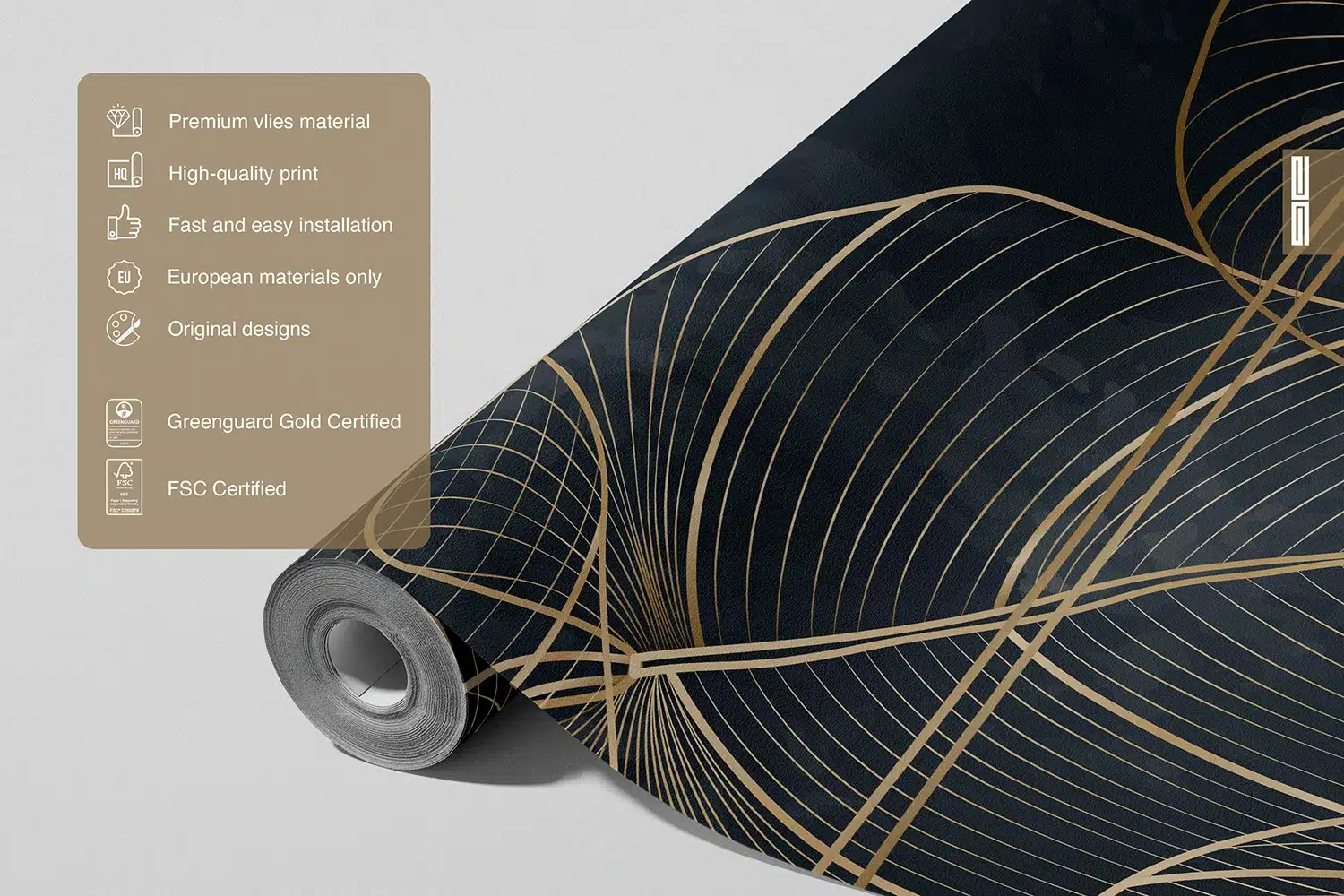 Wall Mural Golden Botanical Lines, Made to Measure, FT5P 352095 5