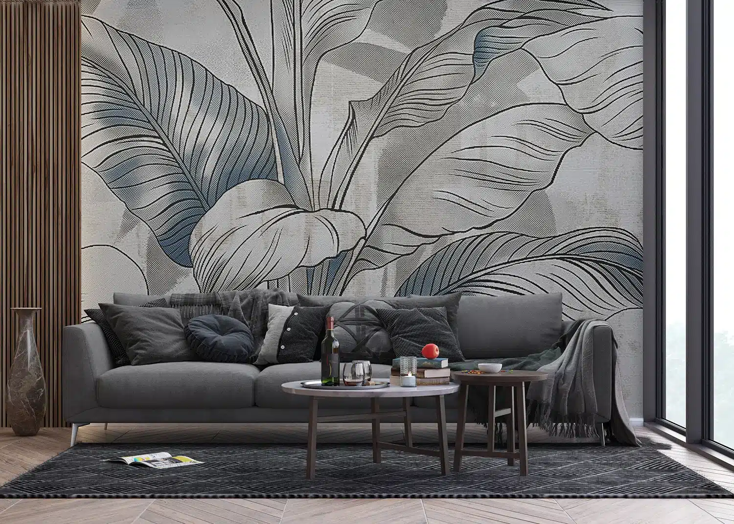 Wall Mural Grunge Leaves, Made to Measure, FT5P 352103 2