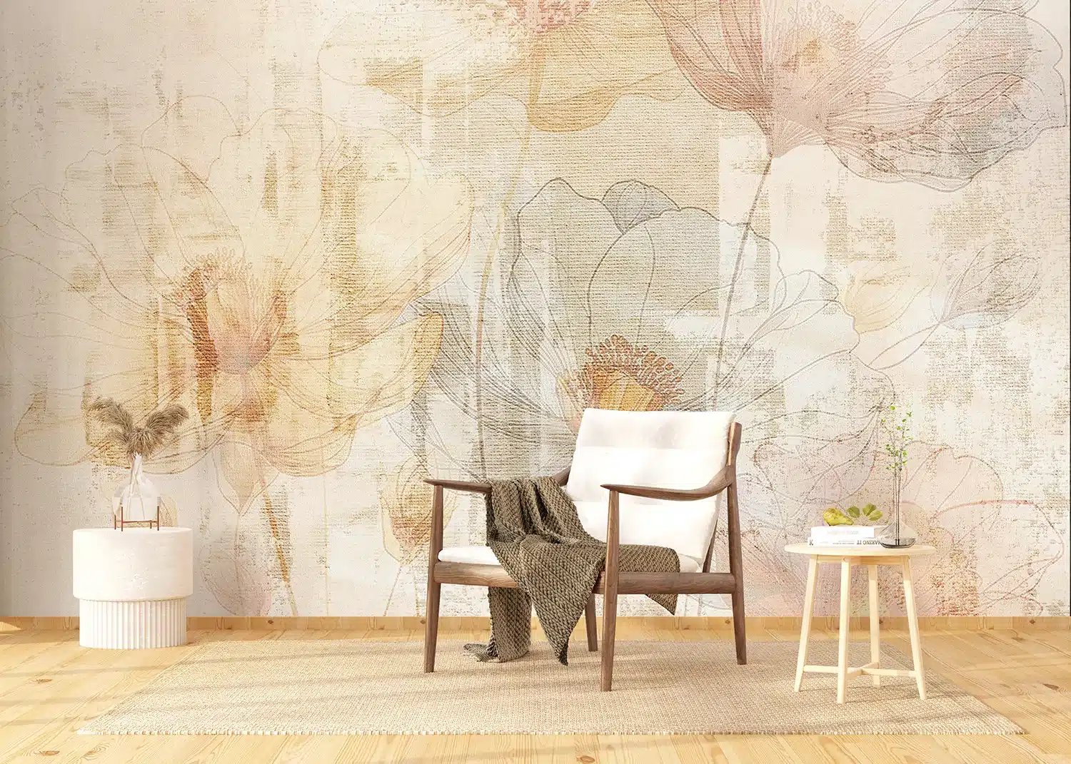 Wall Mural Pale Flowers, Made to Measure, FT5P 352105 2
