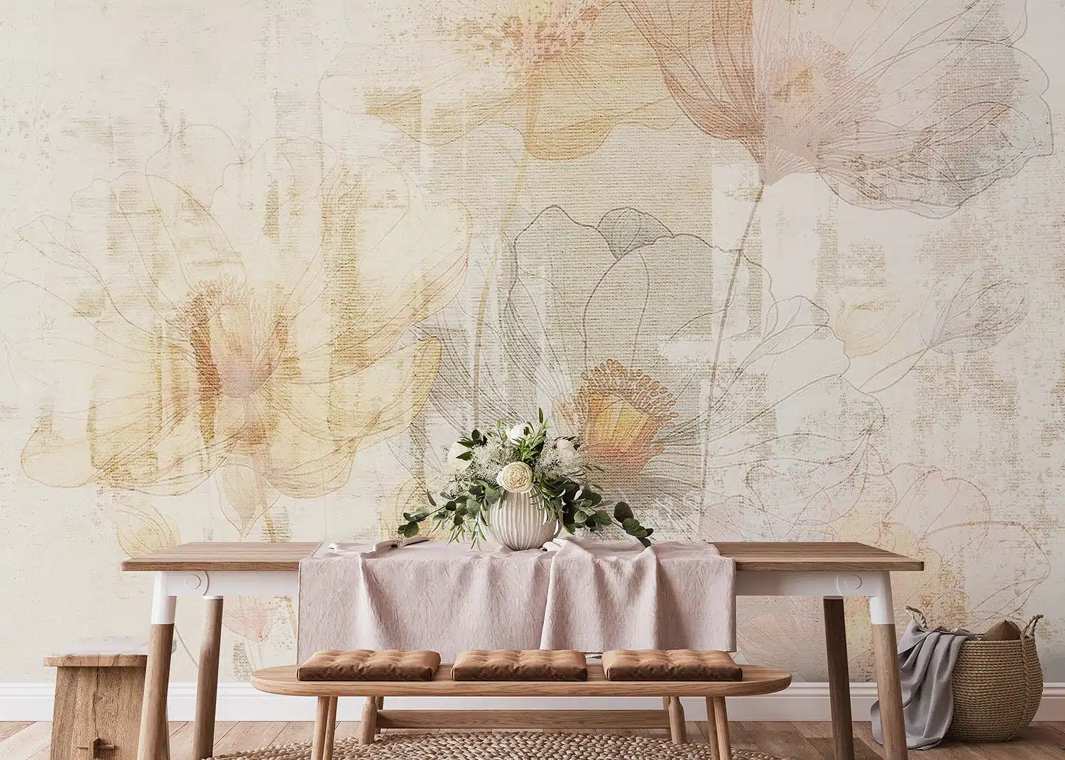 Wall Mural Pale Flowers, Made to Measure, FT5P 352105 4