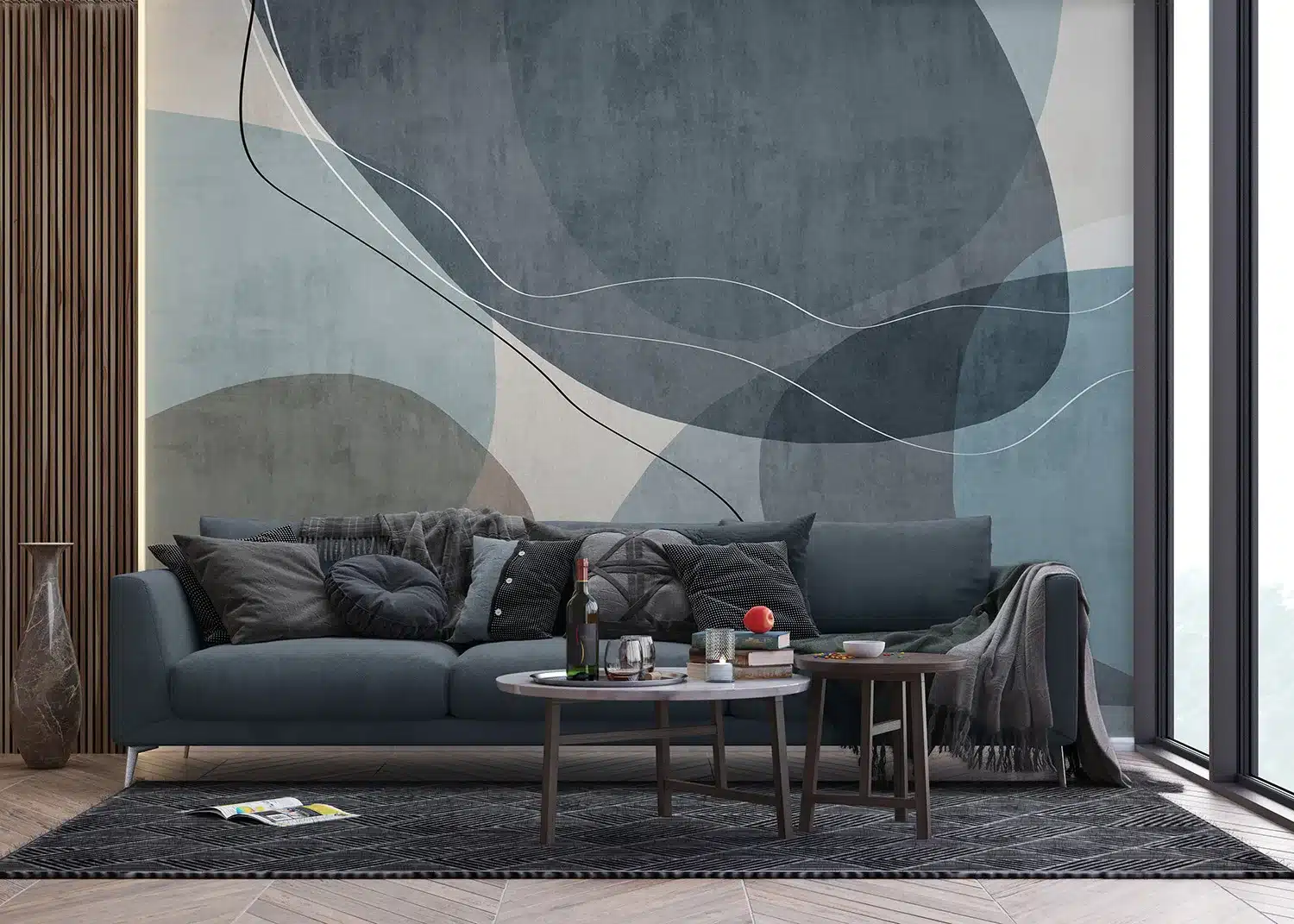 Wall Mural Blue Textile Pattern, Made to Measure, FT5P 352155 3