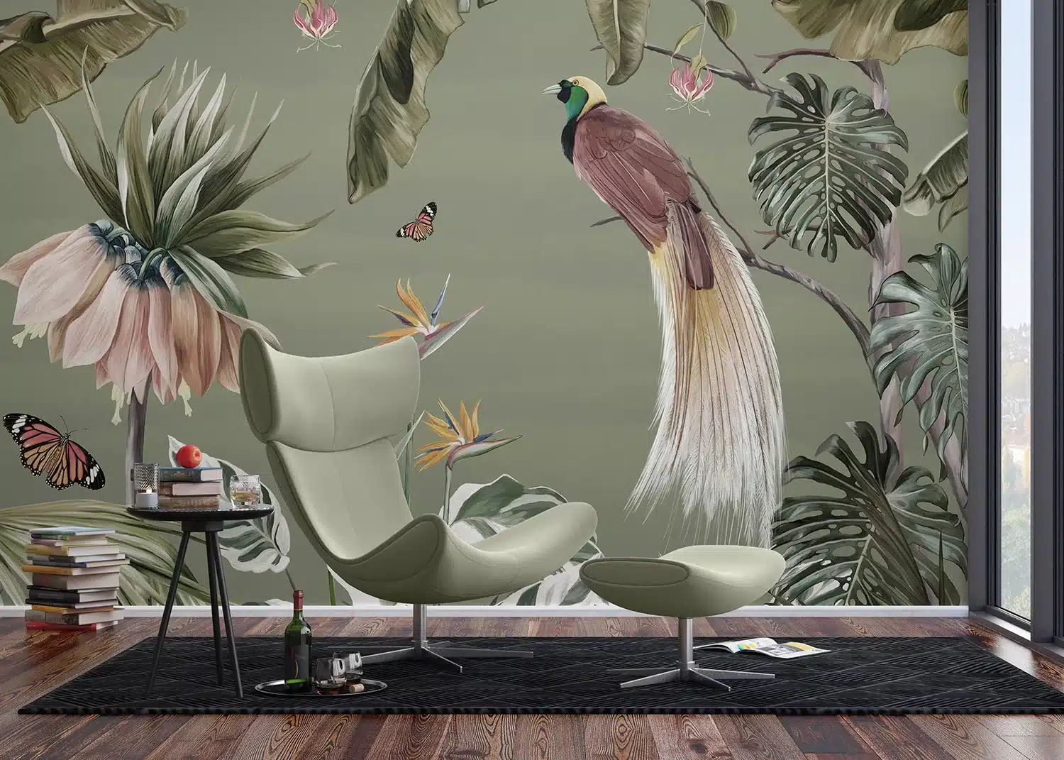 Wall Mural Peacock in the Jungle, Made to Measure, FT5P 352171