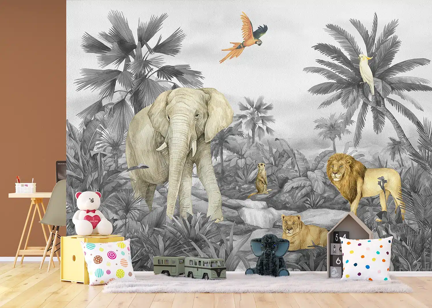 Wall Mural Faded Jungle Elephant, Made to Measure, FT5P 352175