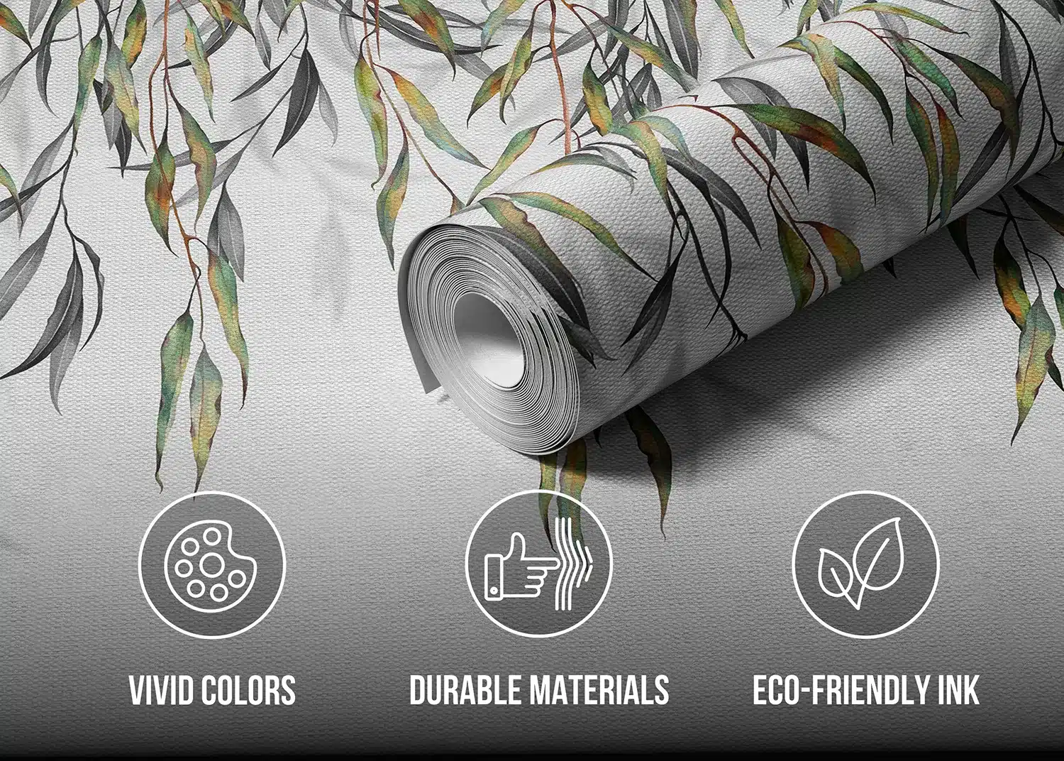 Hanging Grey Watercolor Leaves | Made-to-Measure Wallpaper | Artlook | FT5P 352227 4