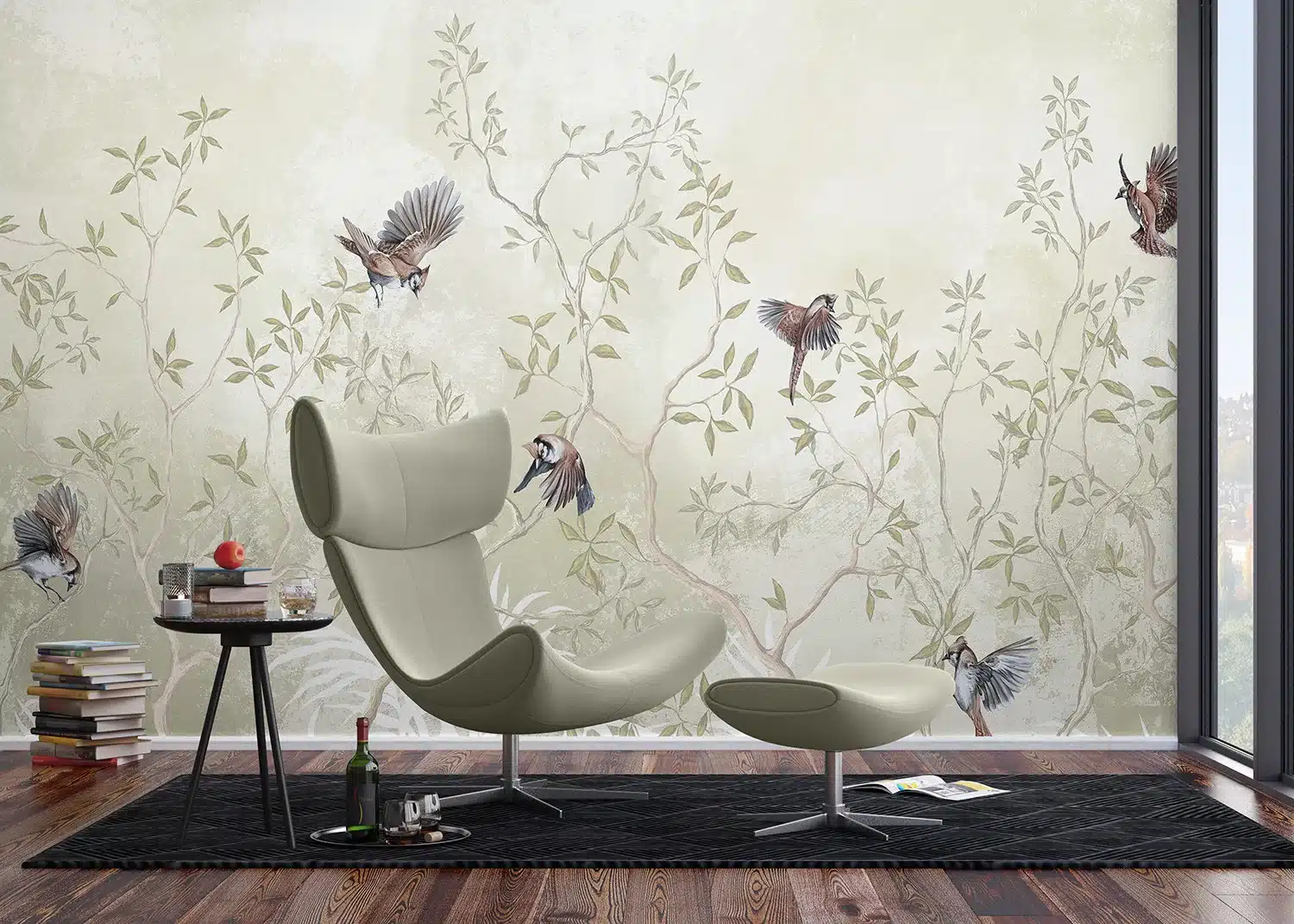 Wall Mural Pastel Birds, Made to Measure, FT5P 352233
