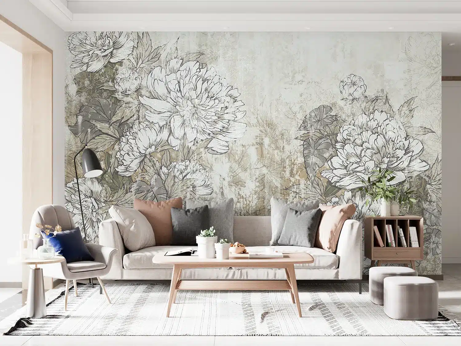 Wall Mural Vintage Peonies, Made to Measure, FT5P 352235 2