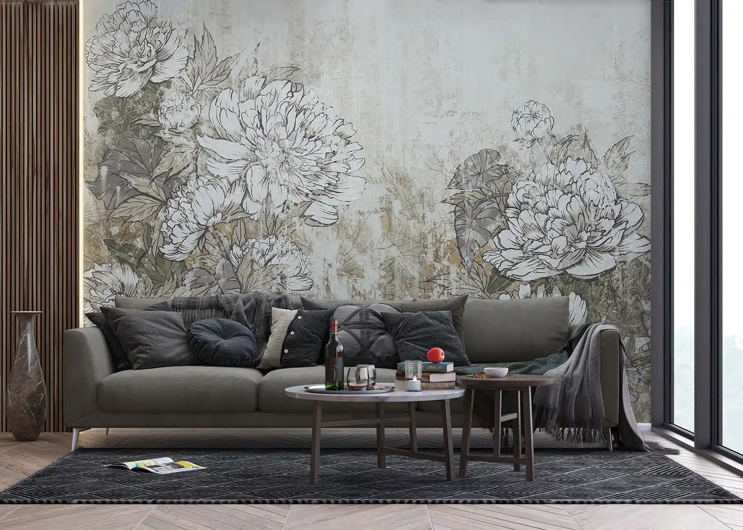 Wall Mural Vintage Peonies, Made to Measure, FT5P 352235 4