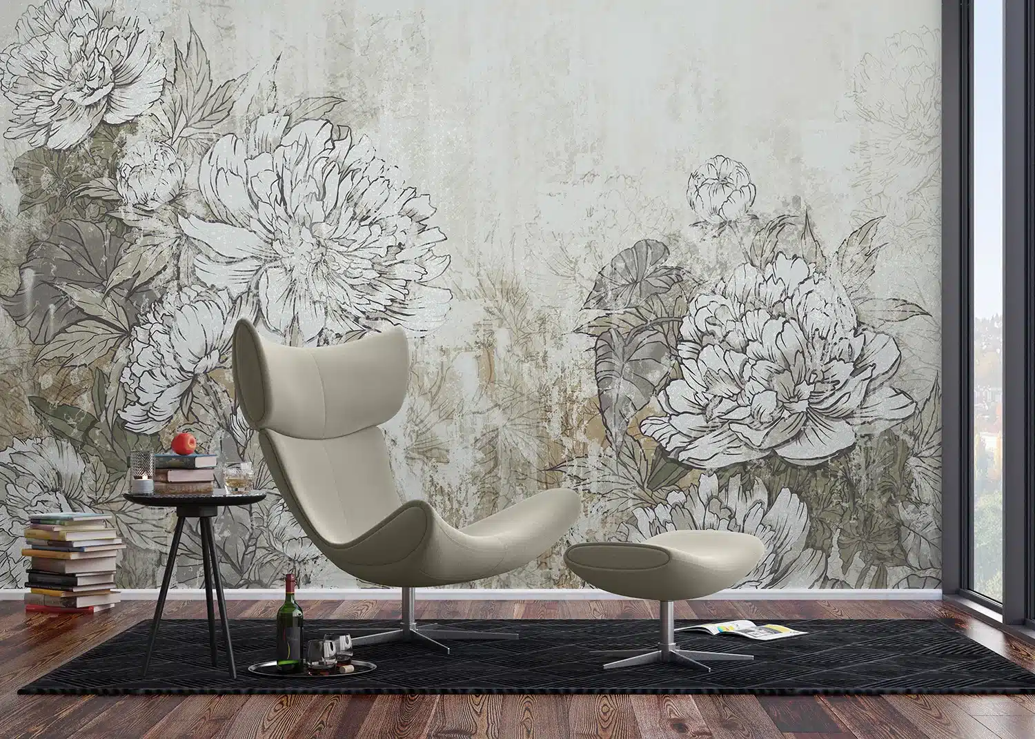 Wall Mural Vintage Peonies, Made to Measure, FT5P 352235