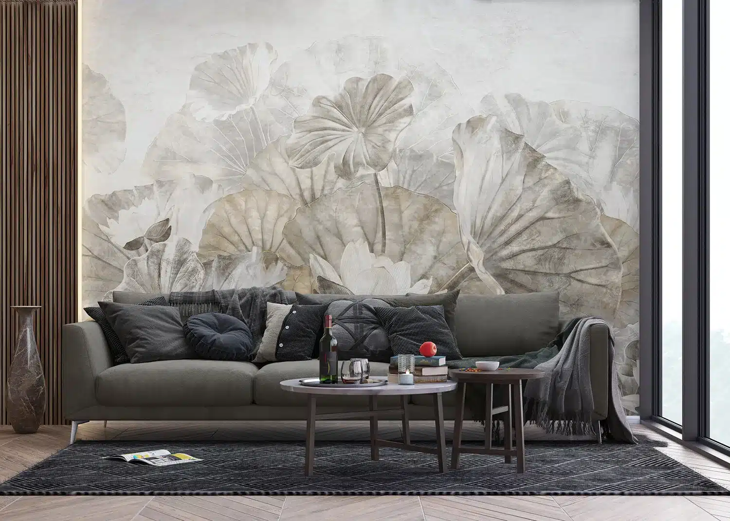 Wall Mural White Lotus Leaves, Made to Measure, FT5P 352237 3