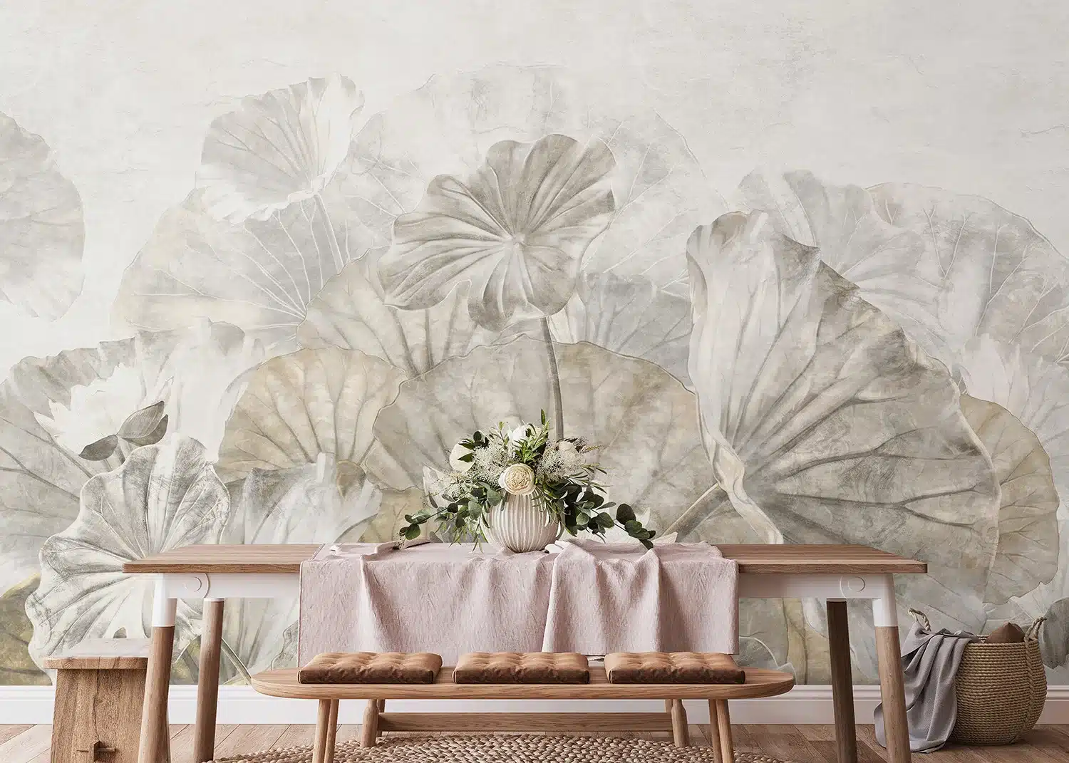Wall Mural White Lotus Leaves, Made to Measure, FT5P 352237 2