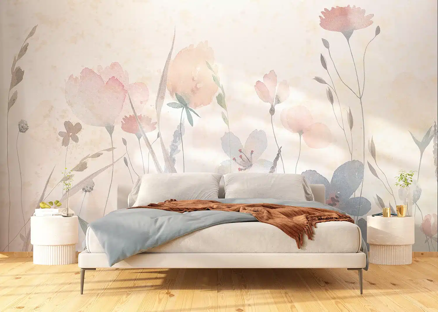 Wall Mural Watercolor Sandy Florals, Made to Measure, FT5P 352261