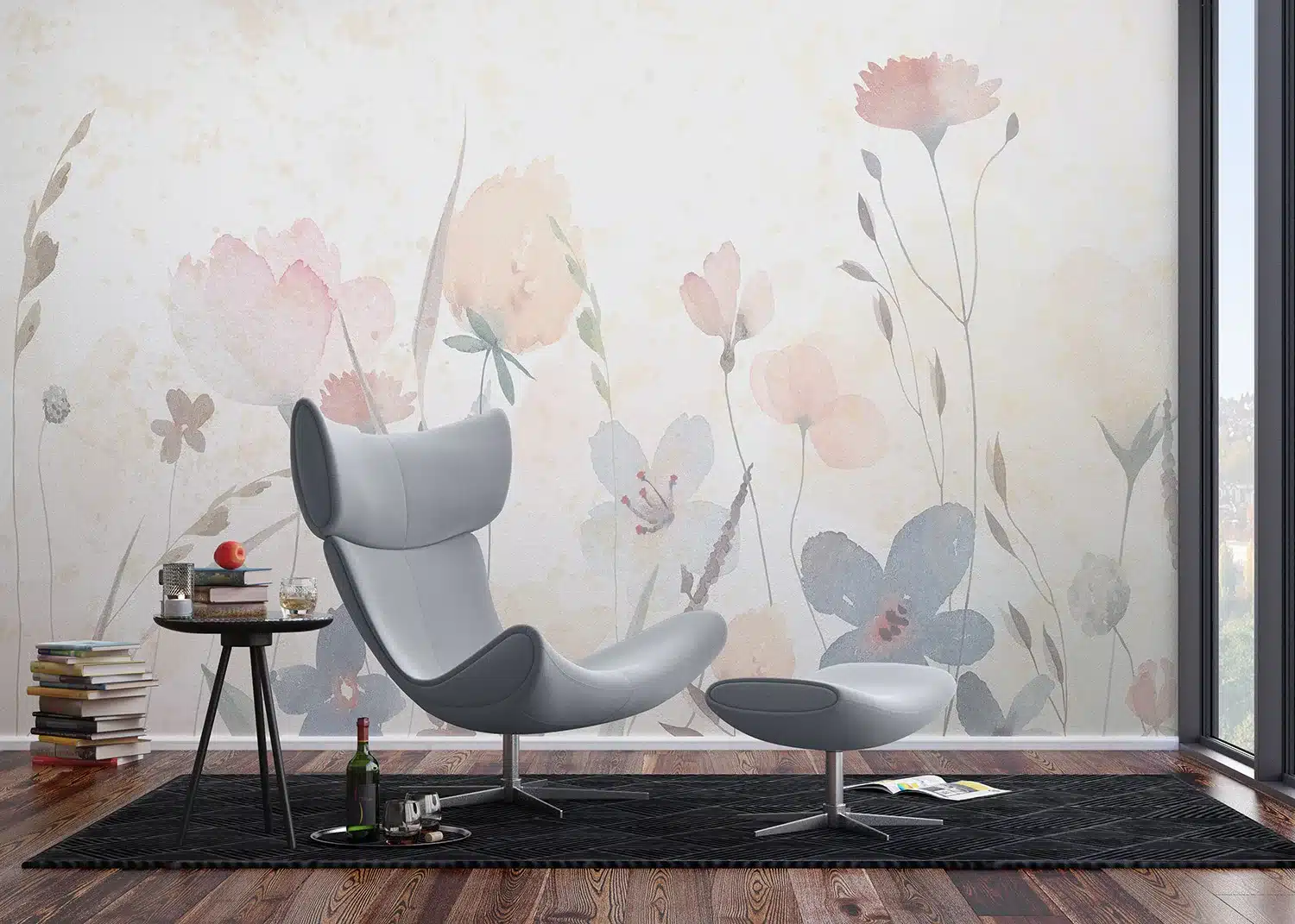 Wall Mural Watercolor Sandy Florals, Made to Measure, FT5P 352261 4