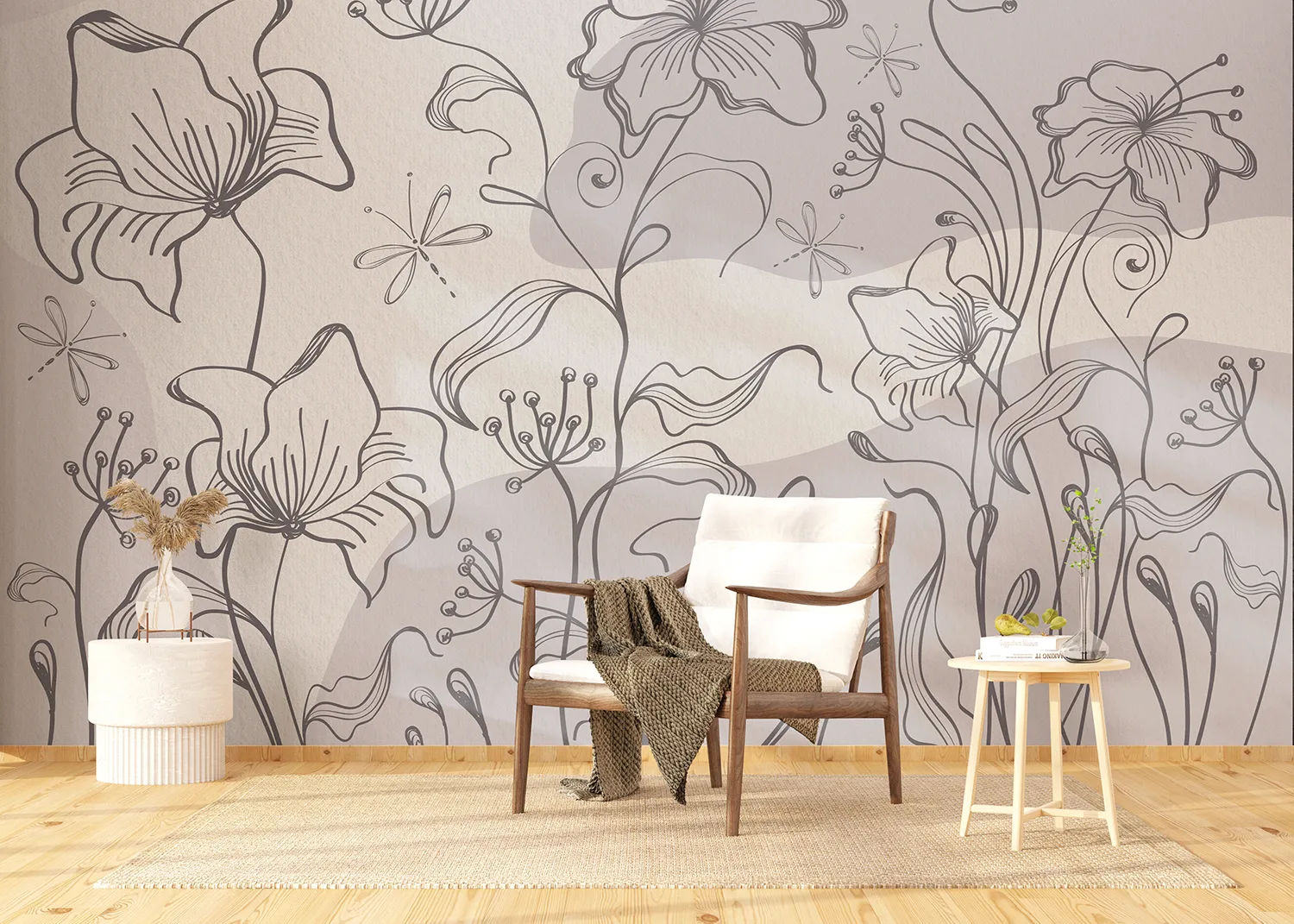 Wall Mural Abstract Dim Botanical Flow, Made to Measure, FT5P 352273