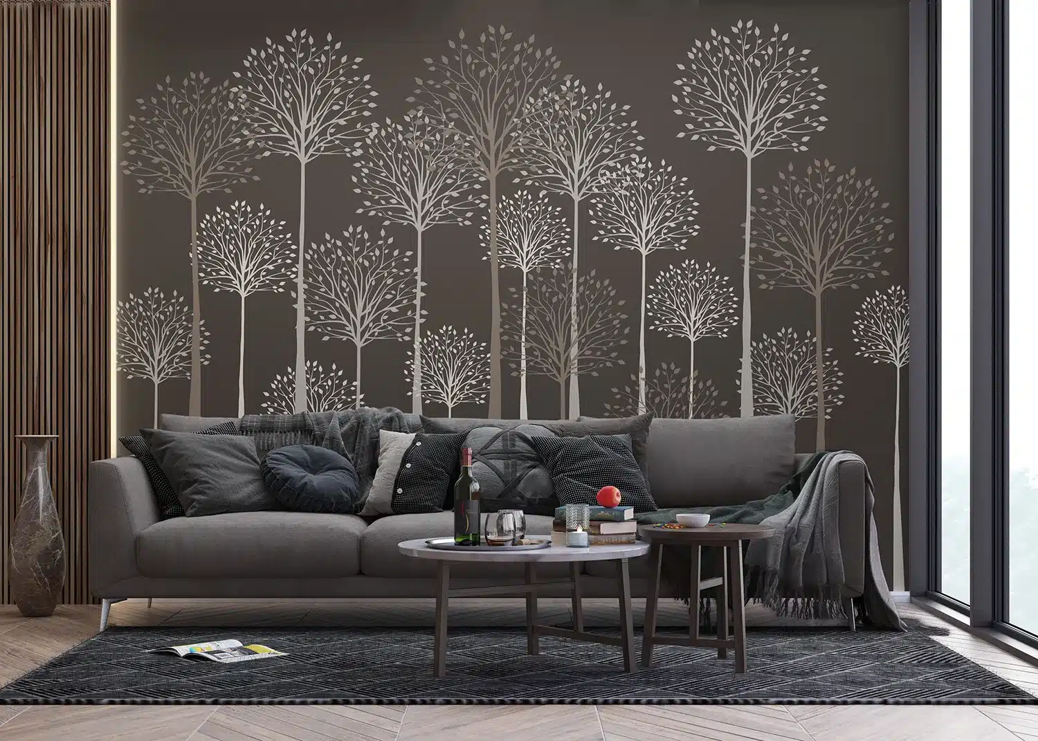 Tall Trees on Grey | Made-to-Measure Wallpaper | Artlook | FT5P 352275 4